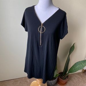 Black gold zipper top